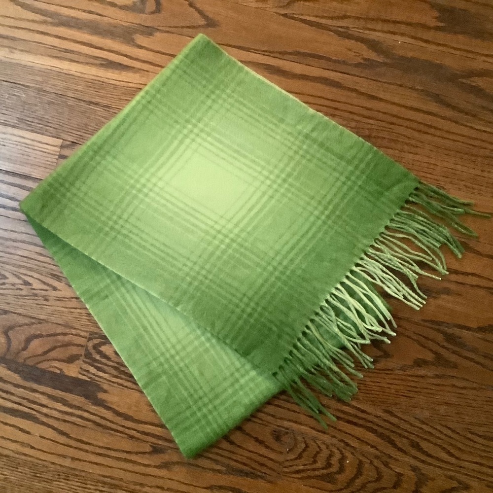 Nordstrom Cashmere Green Fringed Scarf